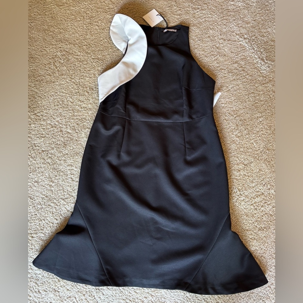 Chic Asymmetrical Black and White Dress